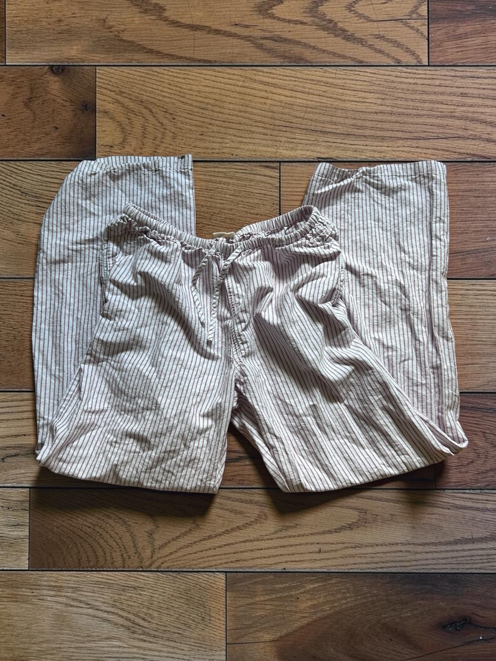 John Galt Brandy Melville White Pink Striped Drawstring Pants One Size